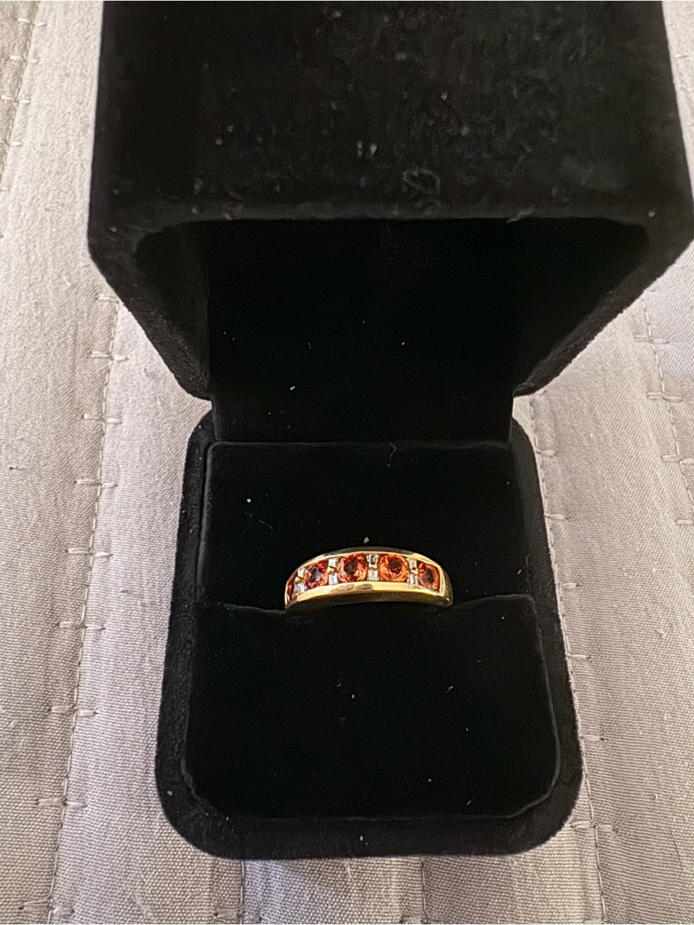 14k yellow gold orange citrine and diamond ring size 7 NWOT